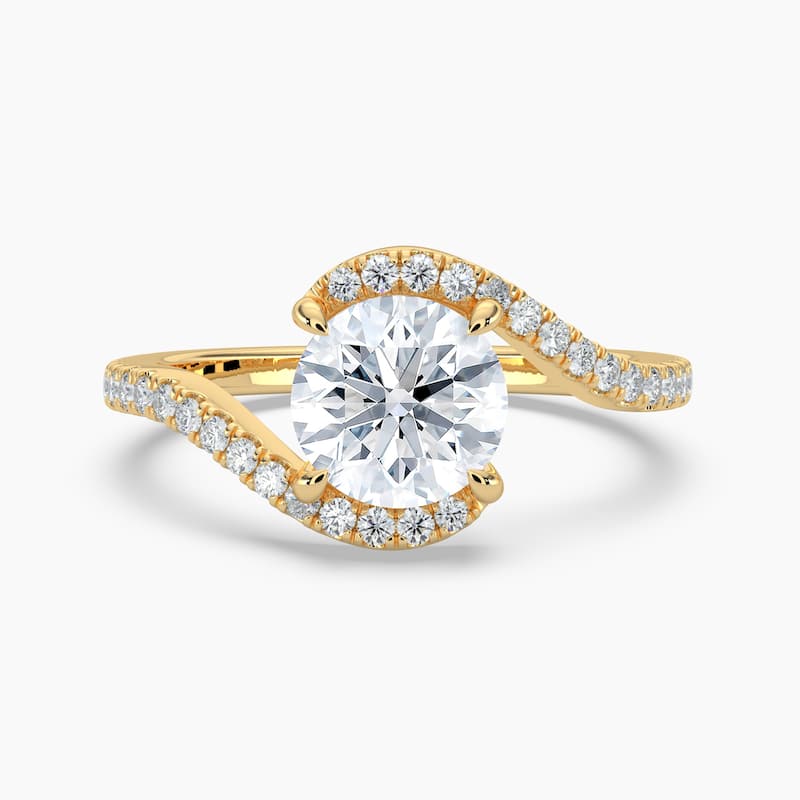 Auriya 14k Gold Round Lab Grown Diamond Bypass Engagement Ring 1.00 to 5.00 ct. tw. (F-G, VS) - 3.00 carats - Yellow - 5.5