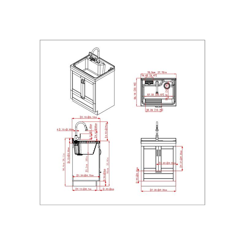 WYNDENHALL Janine Transitional ABS Utility Sink & Cabinet