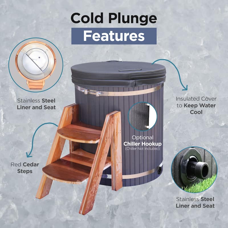 ALEKO Cold Therapy 1 Person Ice Bath 118 Gallon Cold Plunge 37.5H x 33.25D inch