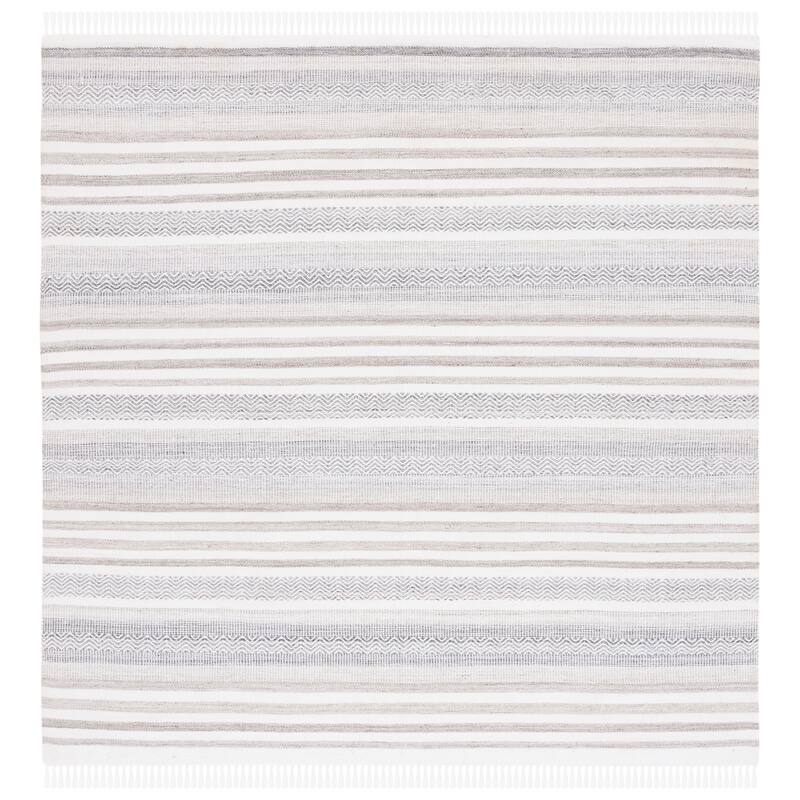 SAFAVIEH Handmade Kilim Mansoura Transitional Rug - 6' Square - Ivory/Charcoal