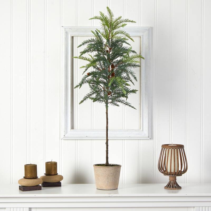 Artificial Pine Christmas Tree with Planter - 3.5ft Holiday Decor - Minimalist Design - Green - 61 Inches and Over