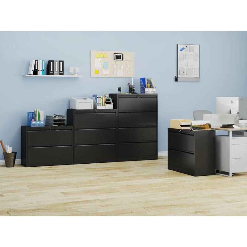 Anmytek 2 Drawer Lateral File Cabinet with Lock Heavy Duty Metal Storage for Home Office Legal Letter Size Filing Cabinet