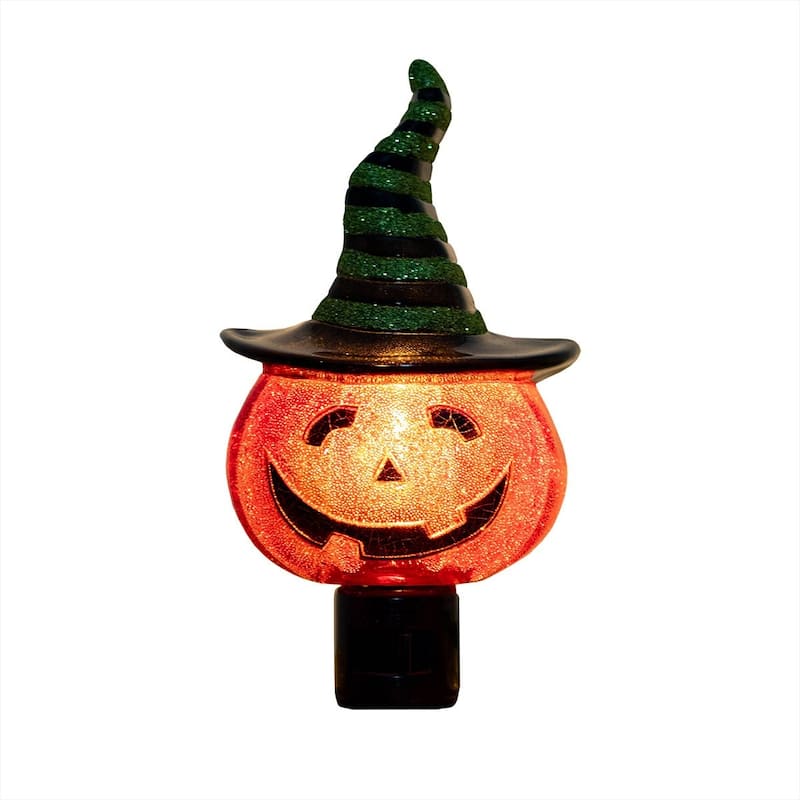 Novelty Lights LED Pumpkin in Witch Hat Halloween Night Light with Swivel Plug - PUMPKIN HAT - PUMPKIN HAT - String Lights