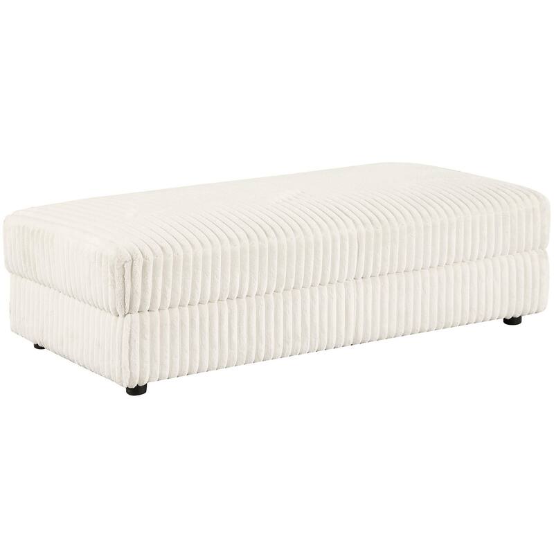 Sono Storage Ottoman, 61 Inch, Ivory Fabric with Channel Tufting