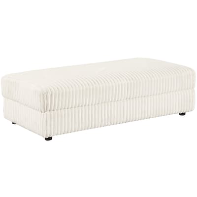 Sono Storage Ottoman, 61 Inch, Ivory Fabric with Channel Tufting
