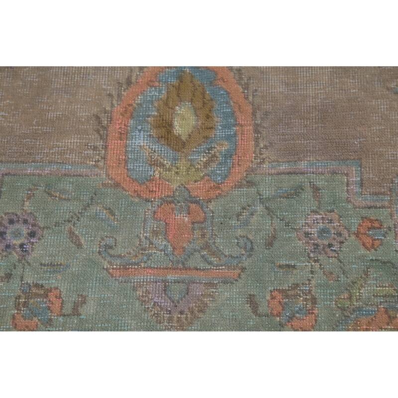 Distressed Gray Tabriz Persian Vintage Area Rug Handmade Wool Carpet - 8'8"x 12'0"