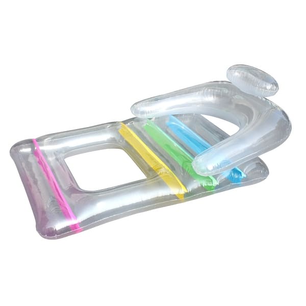 slide 2 of 4, 62" Clear Inflatable Swimming Pool Float Lounger with Backrest