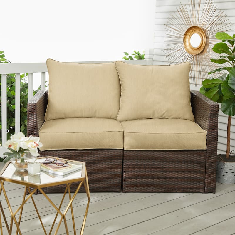 Sorra Home Sunbrella Outdoor Loveseat Pillow and Cushion Set