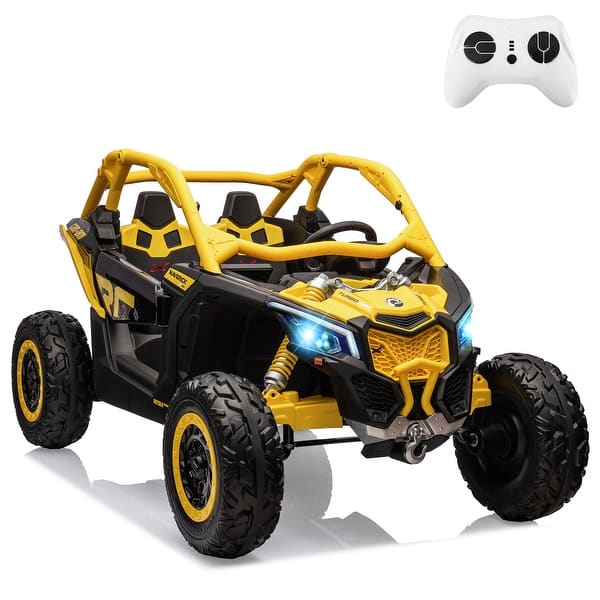 slide 2 of 6, 2 Seats Ride on UTV with Remote Control for Kids Yellow