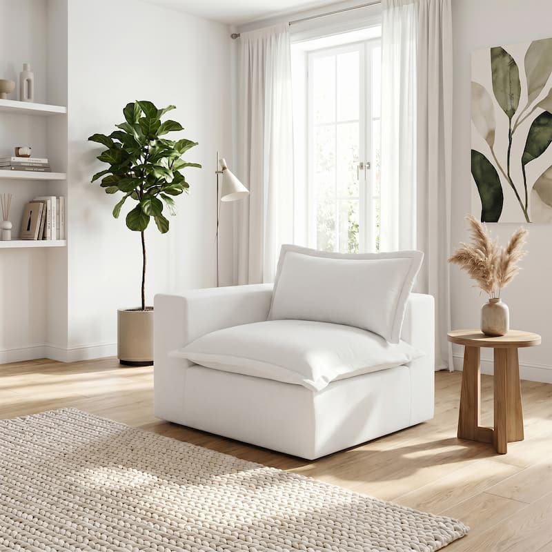 Comfy Cloud Couch Plush Modular Sectional Sofa For Living Room - Beige/Armchair left facing - Left Facing
