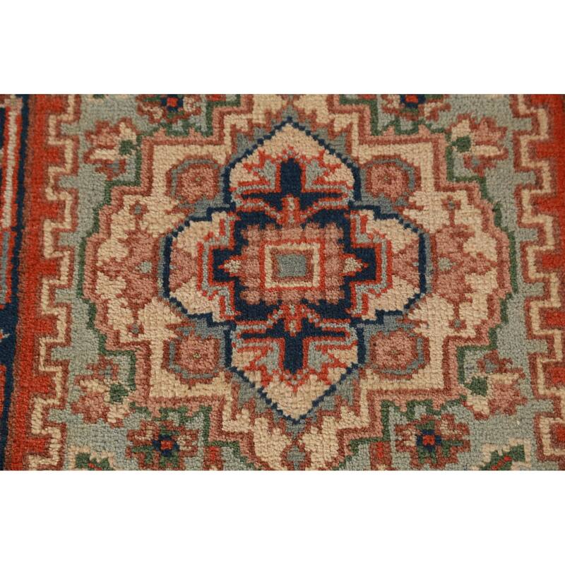 Light Green Heriz Serapi Oriental Runner Rug Handmade Wool Carpet - 2'6" x 7'10"