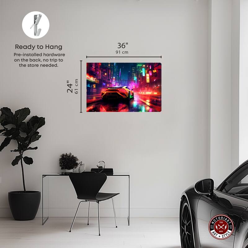 Notoriart City Night Drive Gallery Wrapped Car 1 Piece Canvas Wall Art