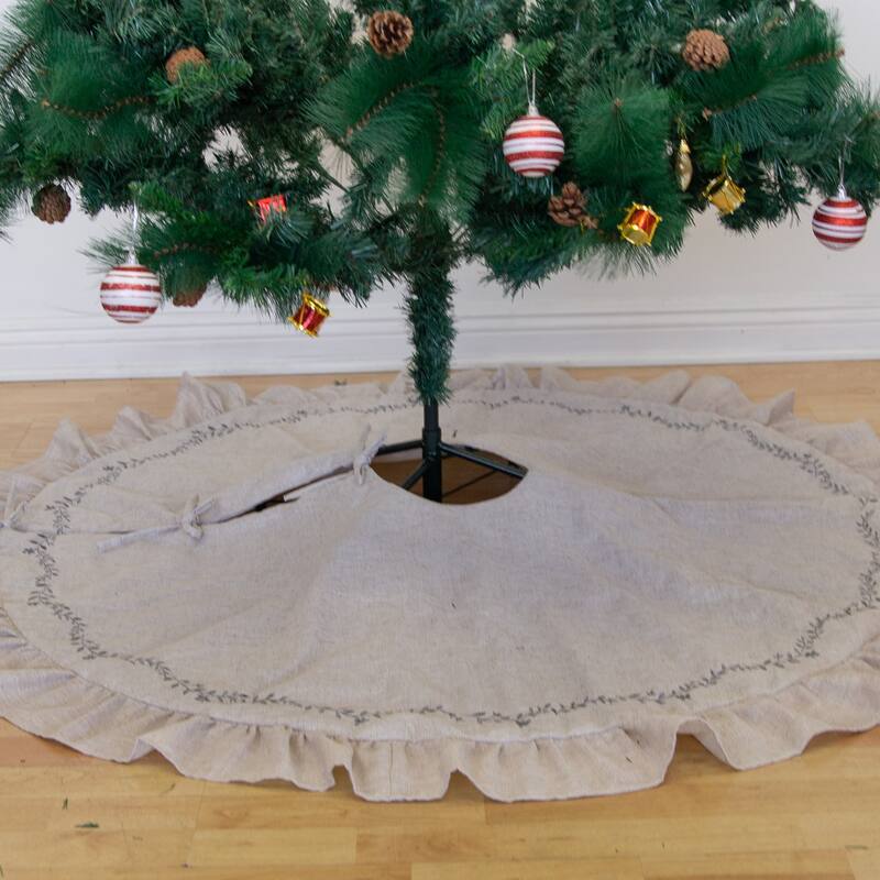 Kalen Polyester with Embroidery 56" round Christmas Tree Skirt
