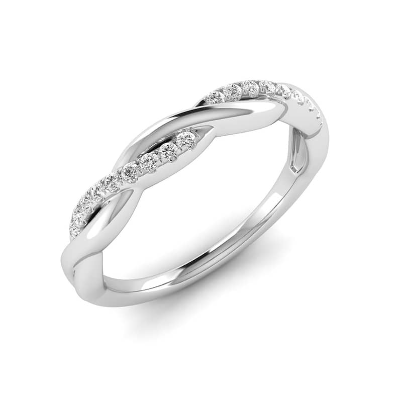 Marquee Jewels 1/10 Carat TW Diamond Wedding Band in 14K White Gold