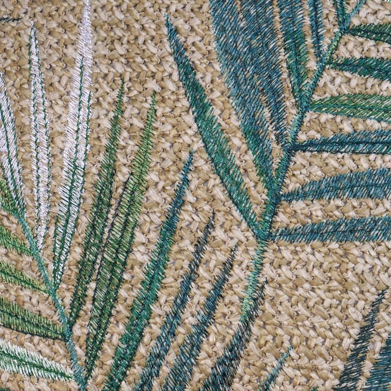 Raffia Palm Green Outdoor Square Toss Pillow (2-Pack)