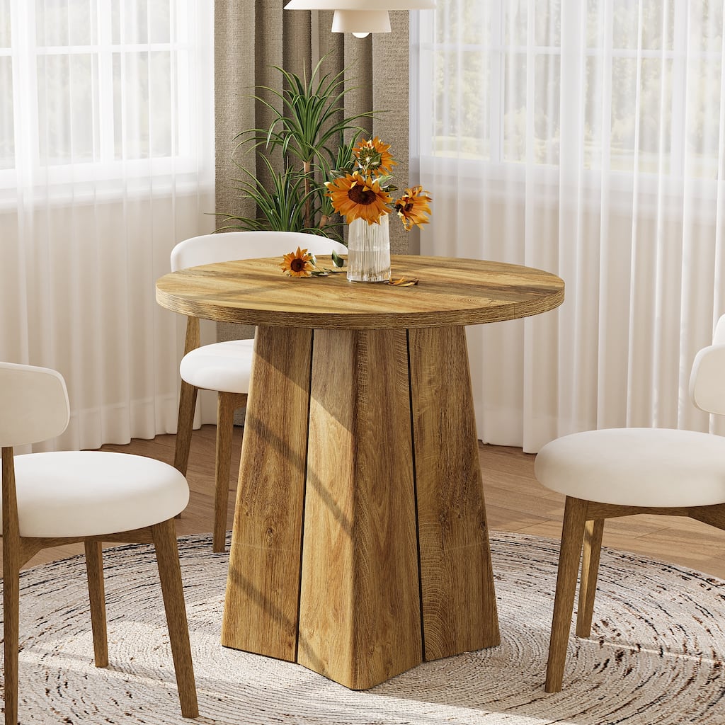 31.5" Round Dining Table for 2 People, Farmhouse Dining Room Table