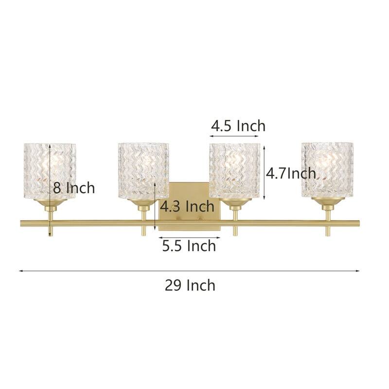 Acroma 4-light Modern Dimmable Bathroom Vanity Light with Art Glass