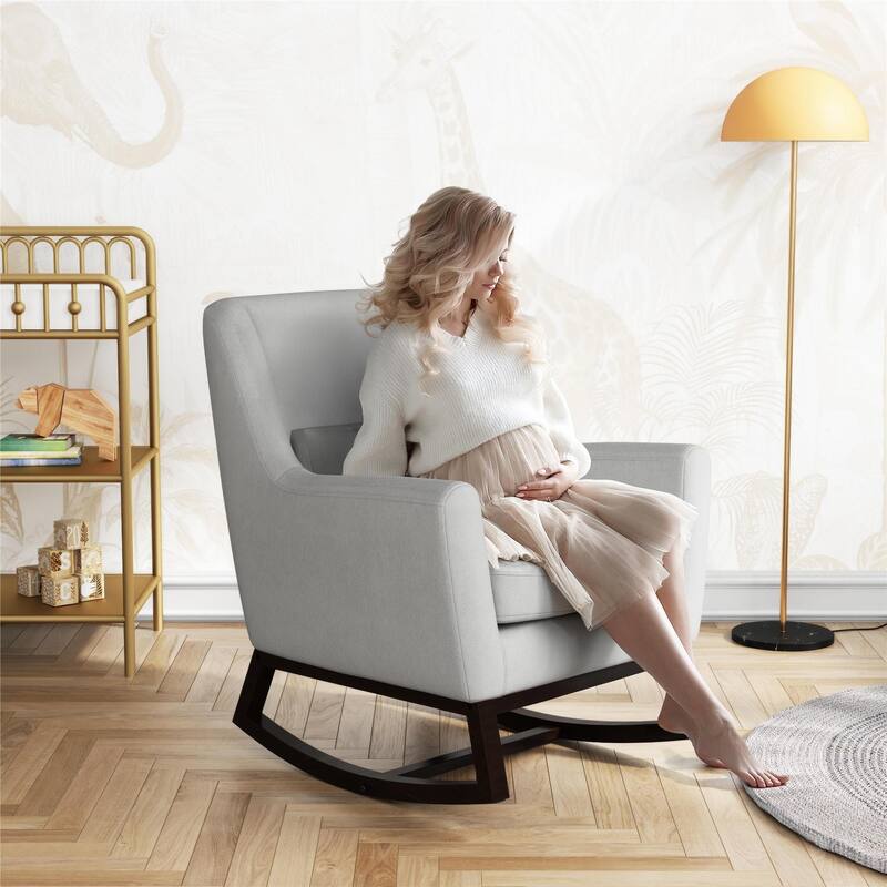 Little Seeds Sophie Mid-Century Rocker with Lumbar Pillow