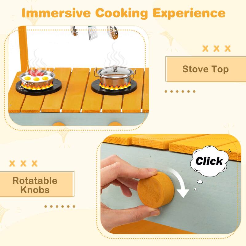 Costway Play Kitchen for Kids Wooden Toy Kitchen Playset with - See Details