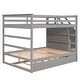 preview thumbnail 3 of 7, Gray Full-Over-Full Bunk Bed with Trundle and Storage Stairs