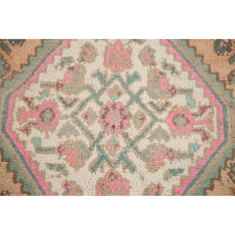 Hand Knotted Oriental 100% Wool Carpet Traditional Medallion Coral Hamedan Area Rug - 9' 8'' X 6' 11''