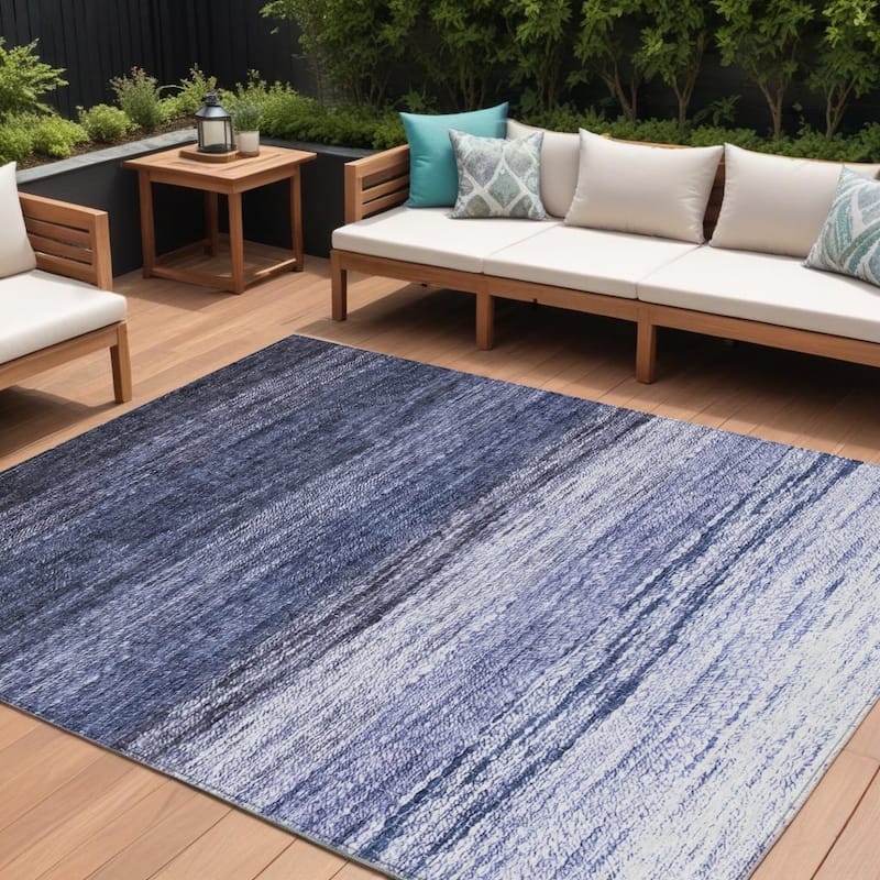HomeRoots Ombre Transitional Rectangle Outdoor Rug - 9' X 12'