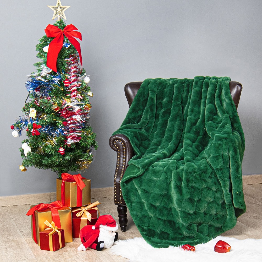 Christmas jacquard imitativerabbit fauxfur throw 50"x60"