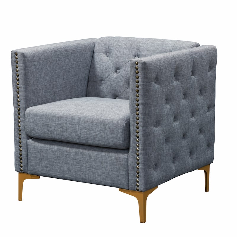 Batanovtsi Transitional Tufted Nailhead Trim Accent Chair by Copper Grove - Light grey