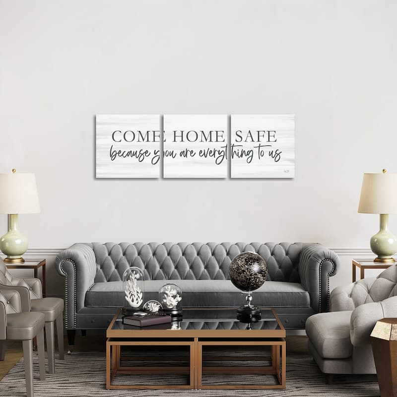 iCanvas "Come Home Safe" by Lux + Me Designs 3-Piece Wall Art Set - 20x60x1.5