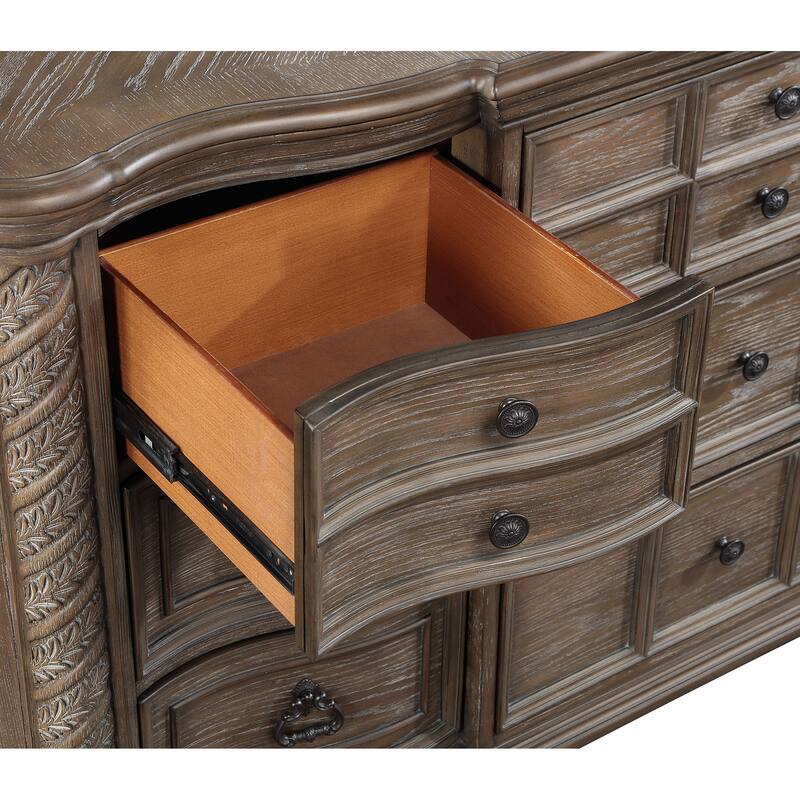 Emmett Traditional Wood 9-drawer Dresser Walnut