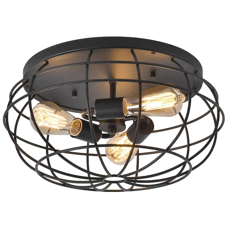 Industrial 3 Light Ceiling Flush Mount Light Brushed Bronze
