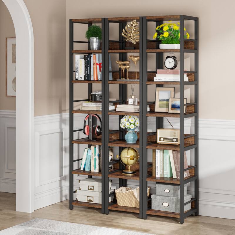 Industrial 75'' Tall Solid Corner Shelves, 6-Tier Narrow Bookshelf Storage Rack Display Stand