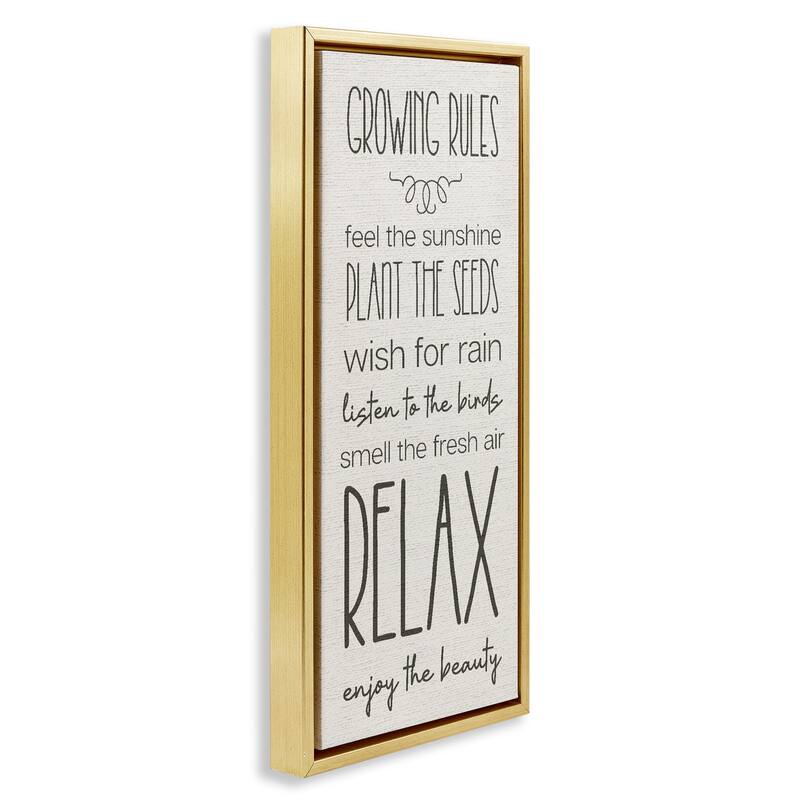 Stupell Serene Gardening Rules Framed Floater Canvas Wall Art Design By Lil' Rue