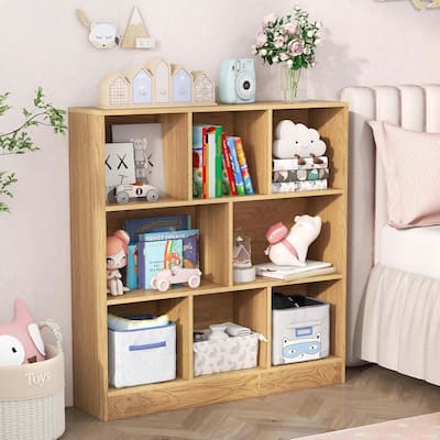 Kids Toy Storage Organizer 7-Section Wooden Floor Storage Cabinet