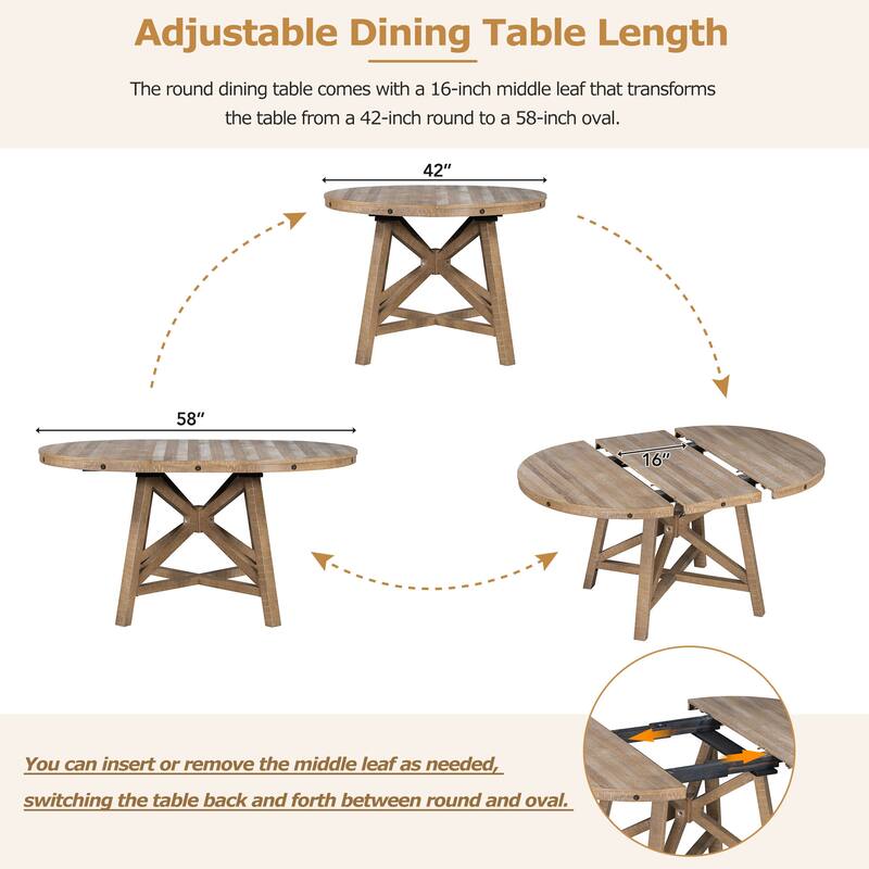 5-Piece Dining Set with Extendable Table and 4 Upholstered Chairs