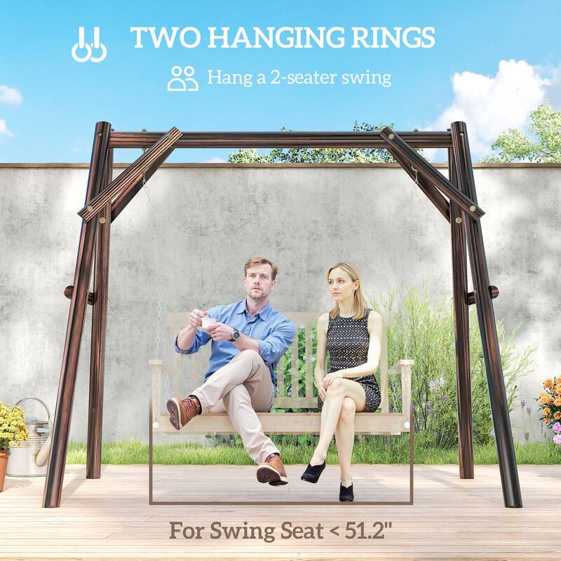 Outsunny 660 lbs Porch Swing Frame, Heavy Duty A-Frame Wooden Swing Stand for DIY Painting