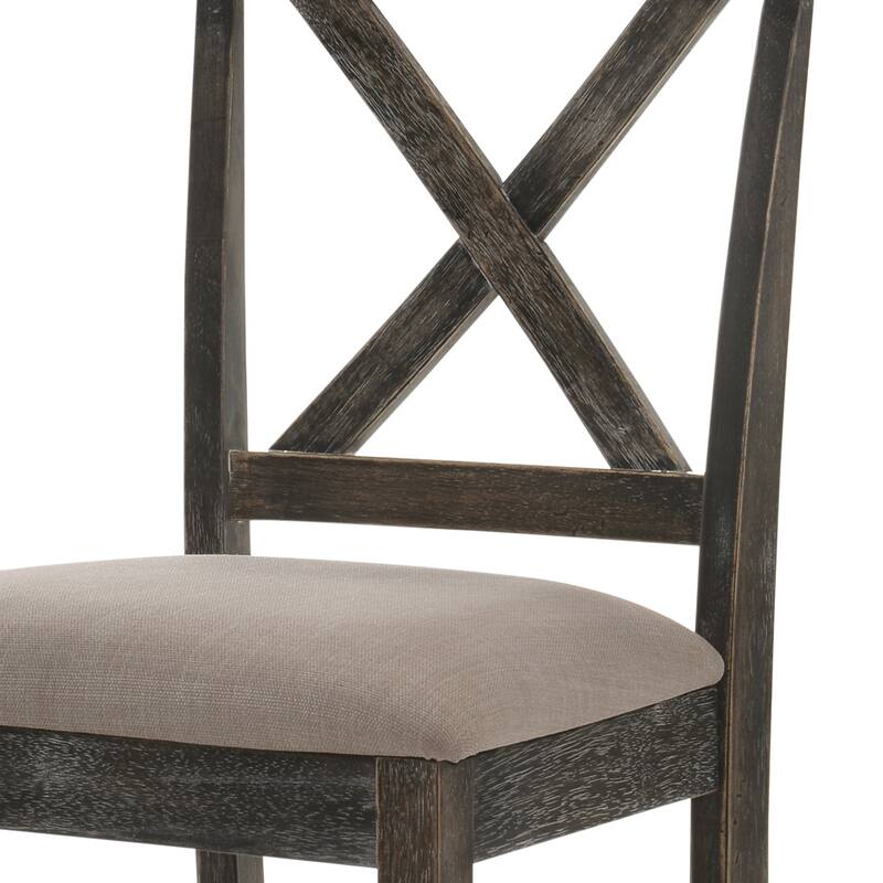 Tan and Weathered Grey Counter Height Stools with Cross Back (Set of 2)