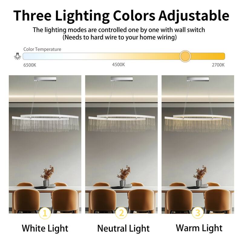 Rectangular Aluminum Tassels Linear Ceiling Chandelier LED Pendant Hanging Light Fixture Silver