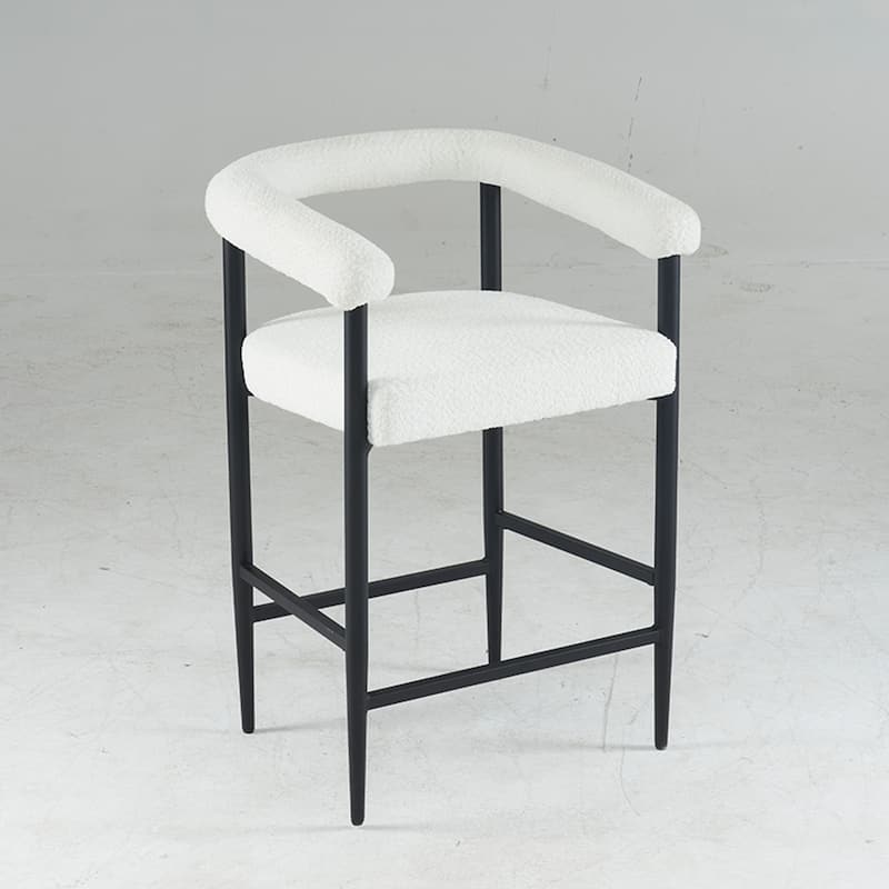Upholstered Bar Stools Set of 2, Fabric Counter Height Chairs with Metal Frame, Kitchen Island Chairs with Armrests