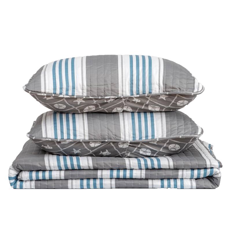 Linery & Co. Coastal Microfiber Quilt Set With Shams.