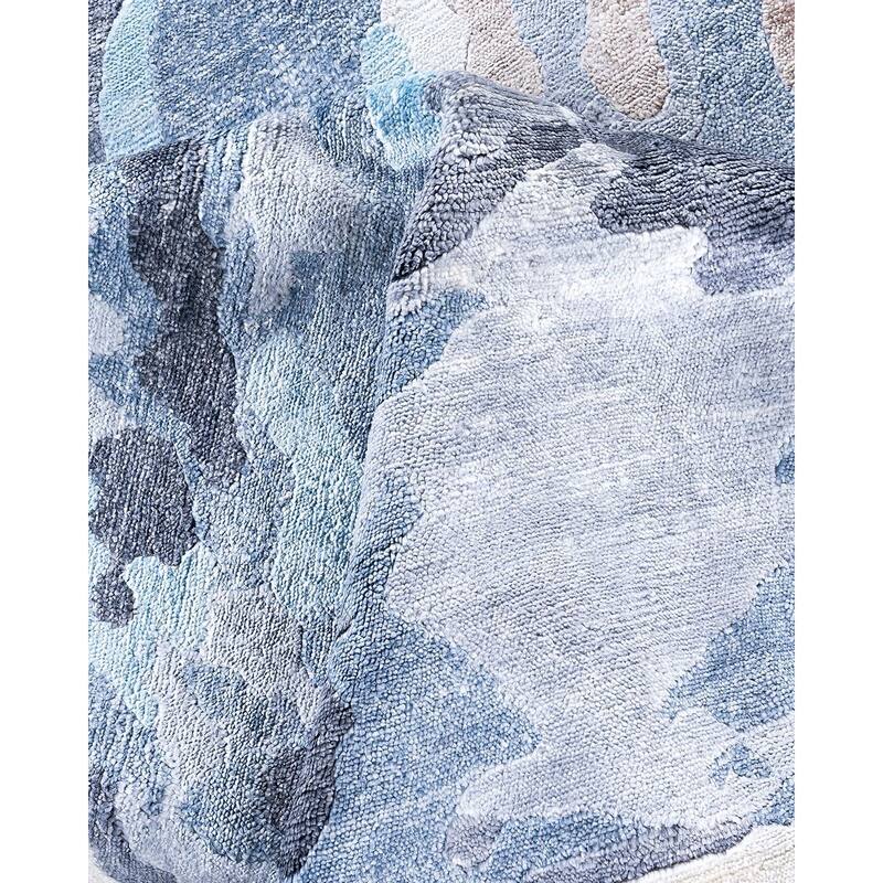 Modern One-of-a-Kind Hand-Knotted Area Rug, Blue - 9' 1" x 12' 1"