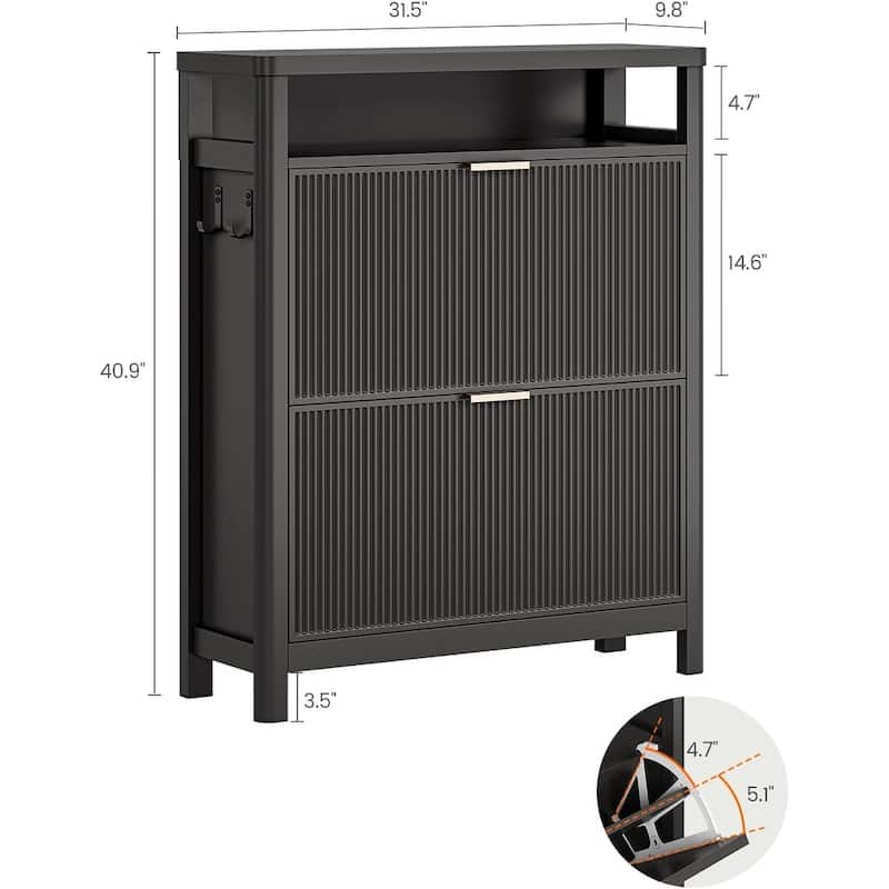 Shoe Storage Cabinet with 2 Large Flip Drawers Shoe Rack Cabinet