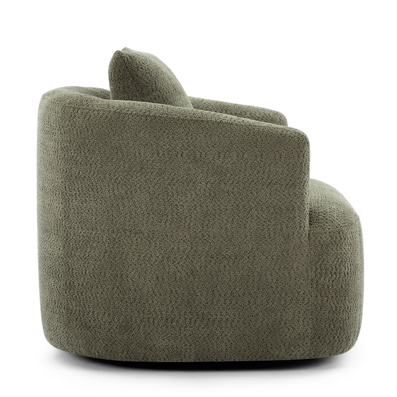 Roomfitters 360° Chenille Upholstered Swivel Barrel Chair Accent Sofa with Throw Pillow for Living Room Bedroom Office Hotel