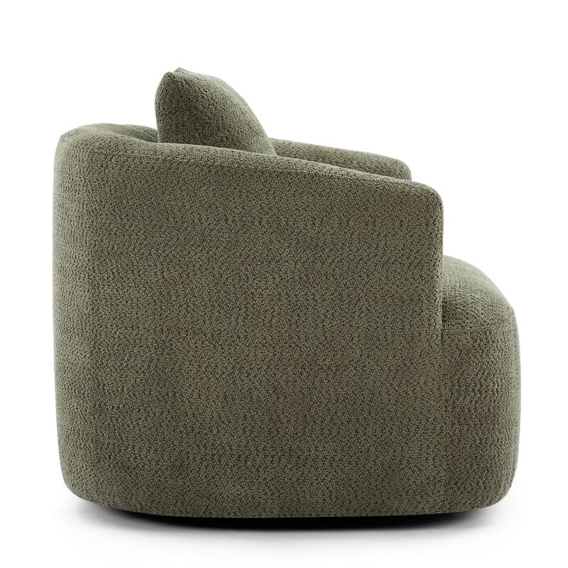 Swivel Chair with Throw Pillow & Spring Seat