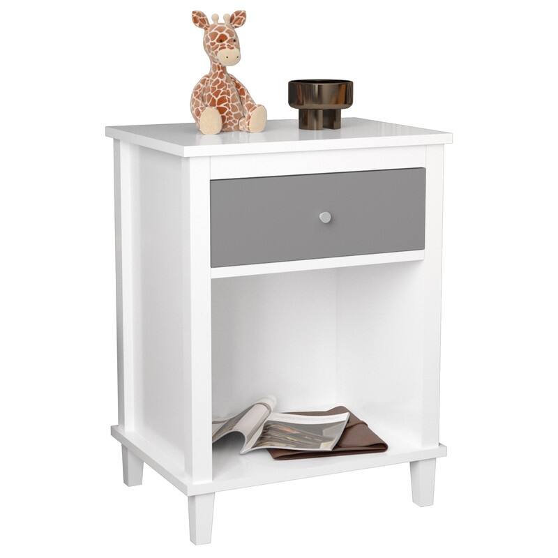 26.77''H Wooden Nightstand with One Drawer One Shelf for Kids