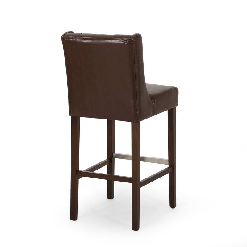 30" Modern Set of 2 Bar Stools with Button-Tufted Backrests Seats, Metal Legs, for Bar Dining Room and Living Room