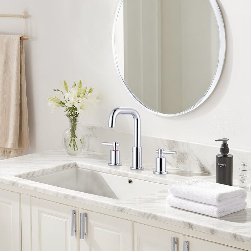 WOWOW 8 in. Widespread Double Handle Bathroom Faucet