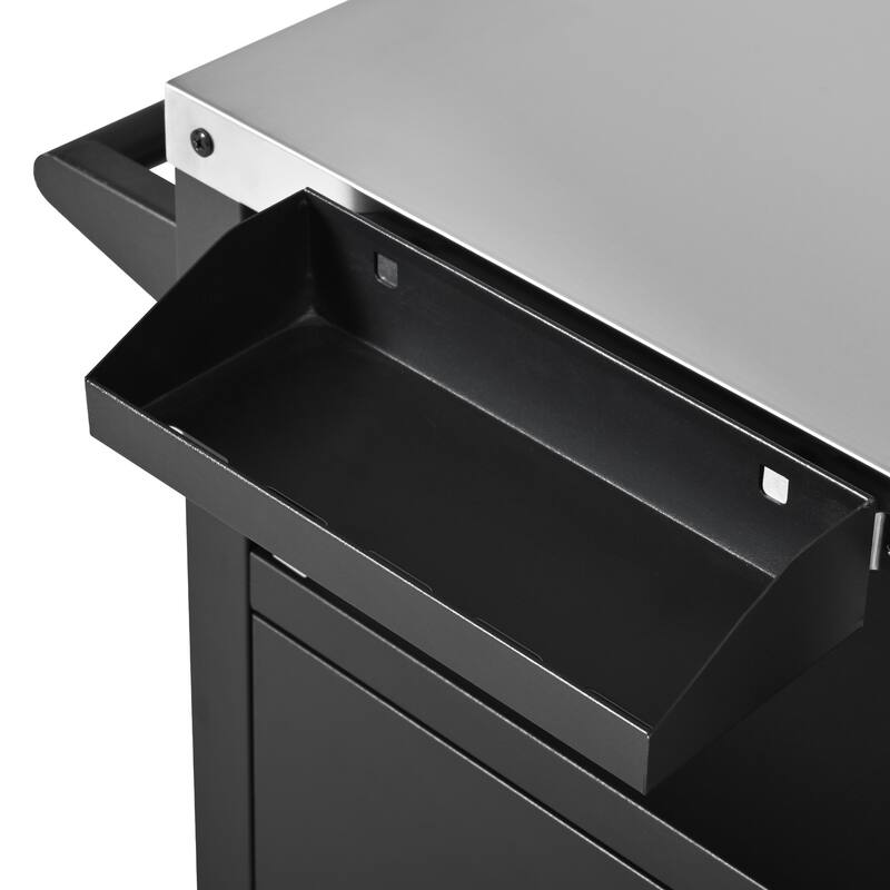 34" Outdoor Grill Cart with Stainless Steel Top, Drop Leaf & Pizza Oven Table