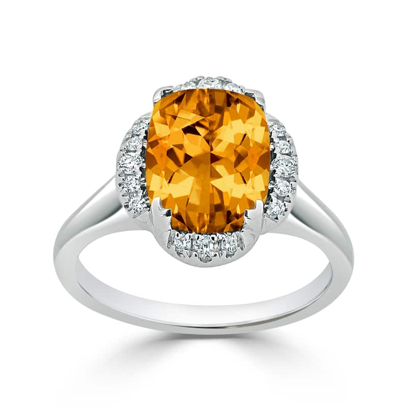 Auriya 4ct Cushion-cut Citrine and Halo Diamond Engagement Ring 1/8cttw 14k Gold