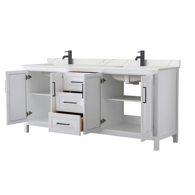 Daria 80-inch Double Vanity, Single Hole Quartz Top